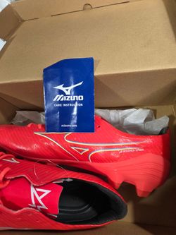 Mizuno red  Alpha Pro soccer cleats