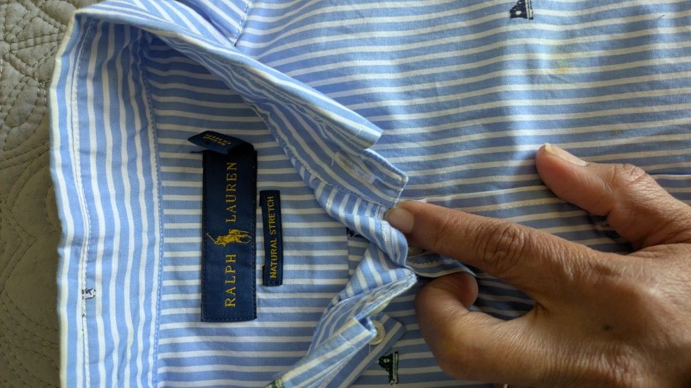 Ralph Lauren Long Sleeve Shirt blue white stripes boat pattern