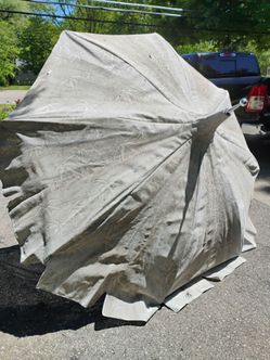 Large gray patio table umbrella