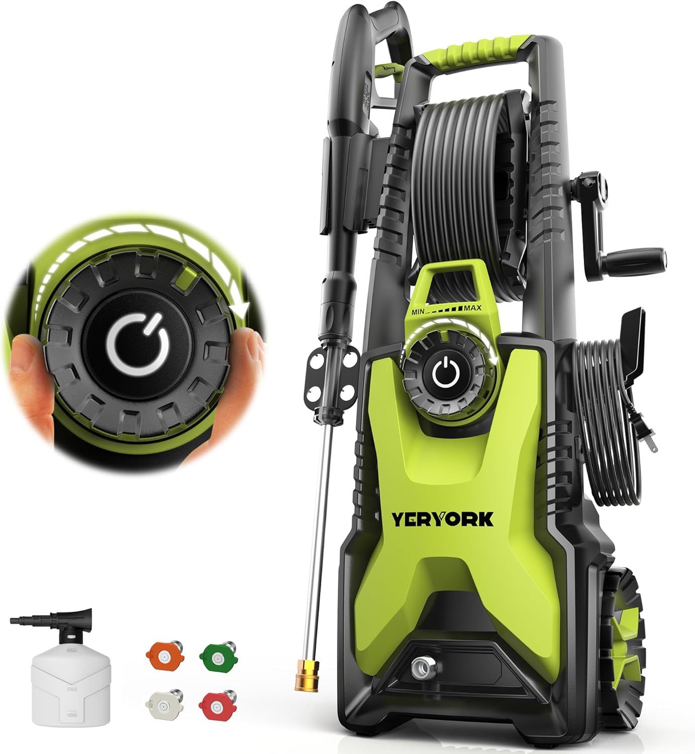 4000 PSI Electric Pressure Washer, 2.5 GPM Power Washer-33FT Hose Reel-4 Nozzles