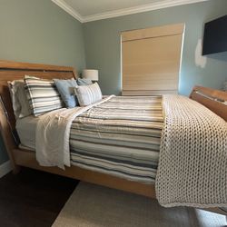 Wood Sleigh Bed (Queen) with Low Profile Box Spring - $250 OBO