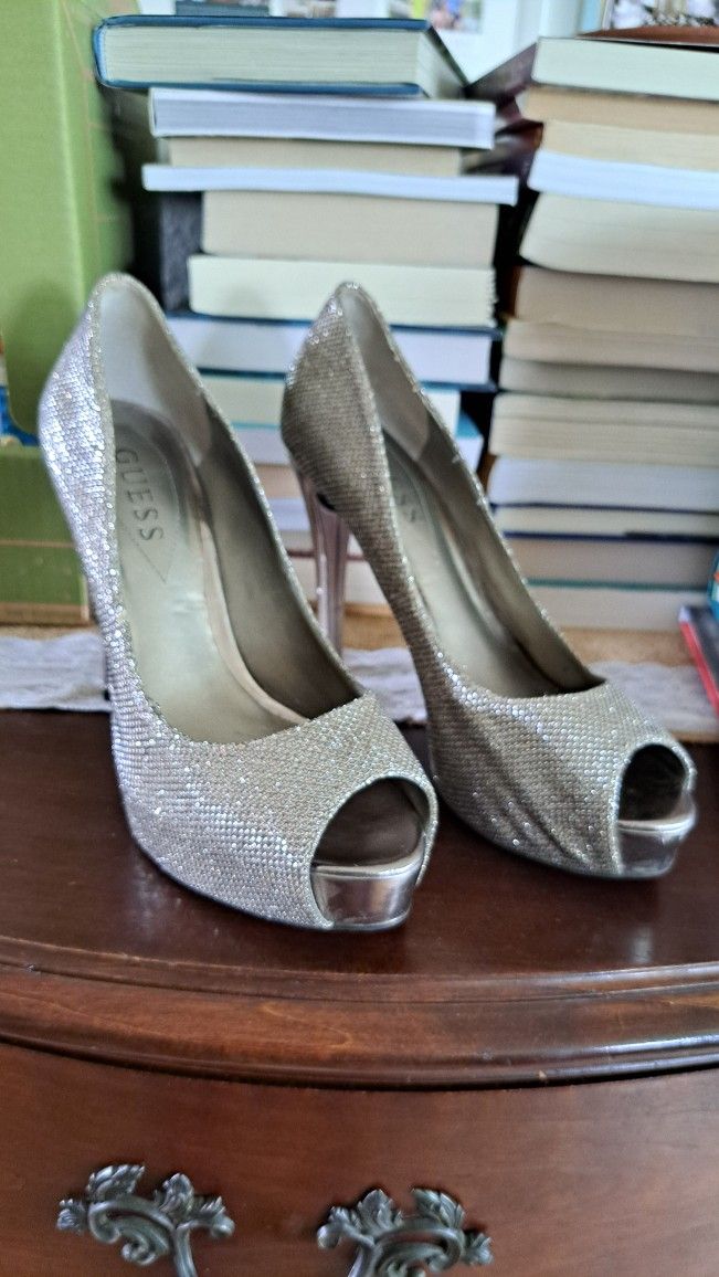 Silver Sparkle GUESS Heels 