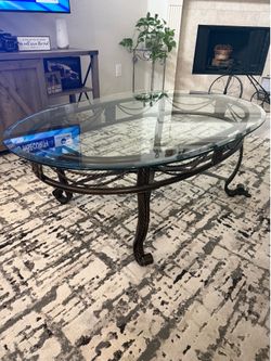 3-Piece Wrought Iron and Glass Table Set