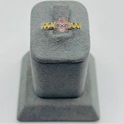 10k Gold Pink Clover Rx Ring (SML) Ring Size 6.5