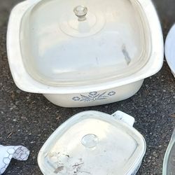 Corning Ware Old Blue Pattern Large And Small Casserole Baking With Lids 