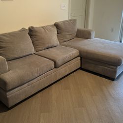 Living Spaces Gray Sectional Sofa – $400