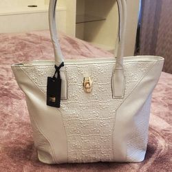 CAVALLI CLASS BY ROBERTO CAVALLIMonogram Embossed Leather Tote

