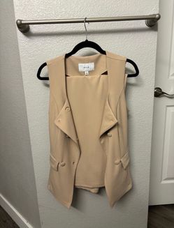 Vila double breasted vest and high waisted pants in stone