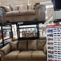 Darcy Mocha Living Room Set (Sofa and Loveseat