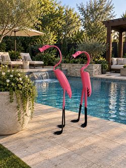 Handmade PVC Flamingo Garden Sculptures – Pair