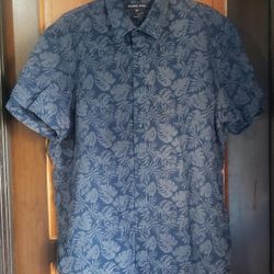 MICHAEL KORS linen button-down short-sleeve classic fit Shirt.size XL.