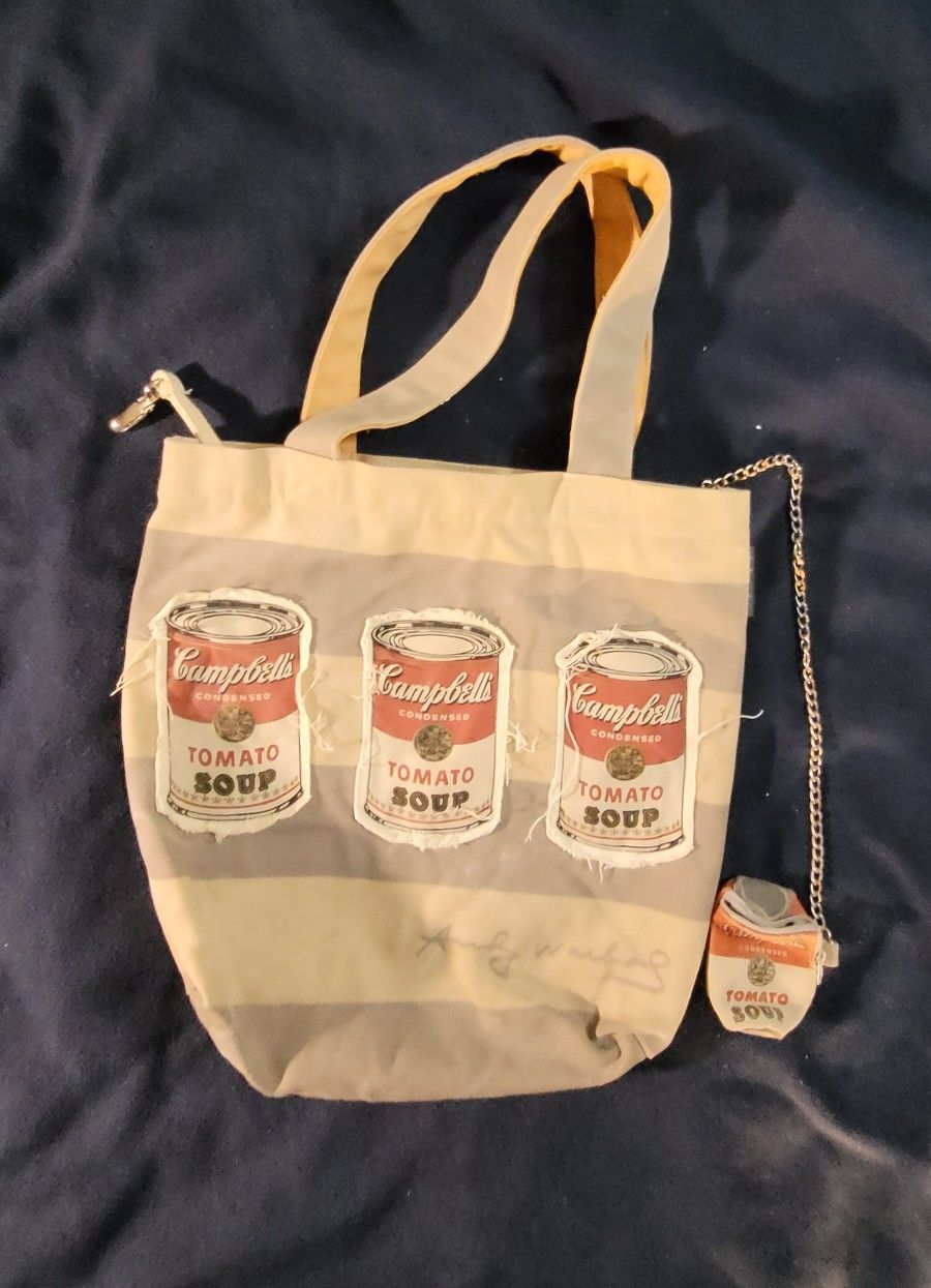 Campbells Soup Andy Warhol Pop Art! Canvas Tote Bag with Change Purse