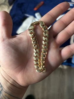 14k Solid Gold Men's Cuban Link Bracelet 7.5" Heavy 53 Grams 9.8MM