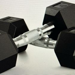 Portzon Set Of 2 Rubber Dumbbell Weight 20 Pounds Pair 
