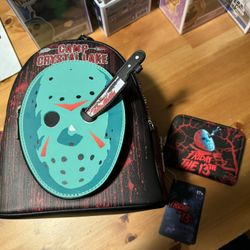 Loungefly Friday The 13th Jason Voorhees Glow Backpack And Wallet Set