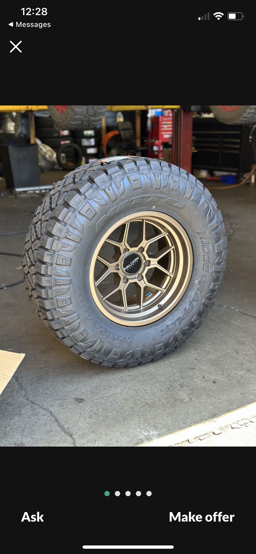 Falcon TX1 Apollo Matte Bronze 17x9 6x139.7 -25 Rims 305/70R17 Nitto Ridge Grappler Tires Finance Available