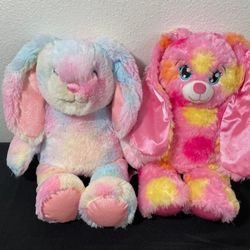 Build-a-Bear Pastel Swirl Snuggle with Pawlette Bunny, has Sparkle Feet and Ears