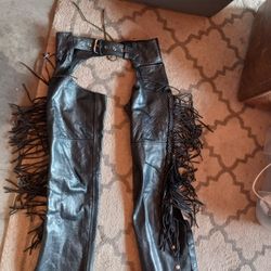 Women's Fringed Leather Chaps XS