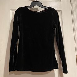 Black velvet long sleeve top