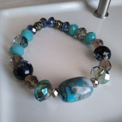 Handmade turquoise And Glass Bead Bracelet 