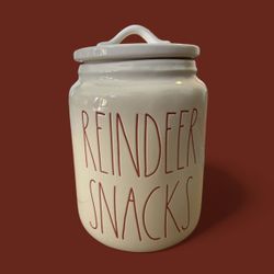 Rae Dunn Reindeer Snacks Cookie Jar Hard To Find Rare 