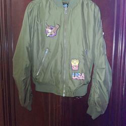 TOPSHOP  ARMY GREEN USA Windbreaker Jacket