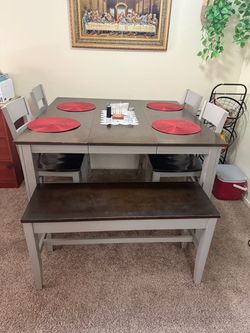 Dining Table Set with Chairs and Bench