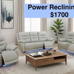 💥FREE DELIVERY💥Brand New POWER, LED, USB  3PC Reclining Sofa Loveseat Chair Set 