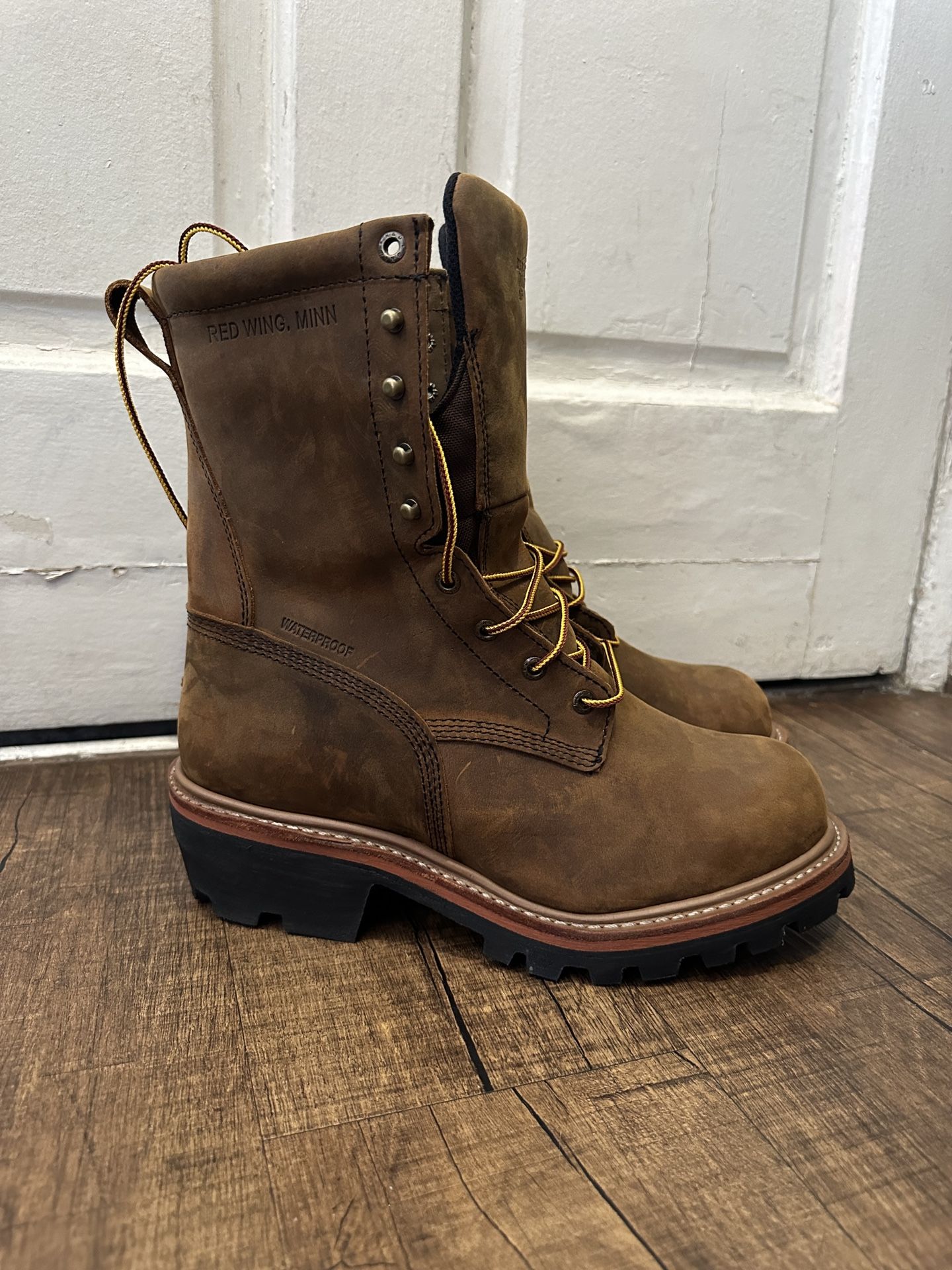 RED WING Work - Style 2217 LOGGERMAX MEN'S 9-INCH WATERPROOF, SAFETY TOE LOGGER BOOT MEN SIZE 9