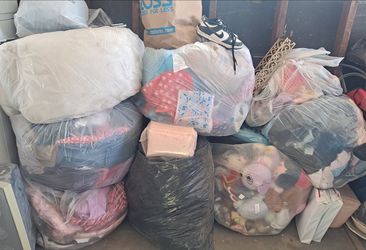 Bags of clothes and toys