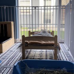 Cat Bedfor Indoor Cats & Bunny  - Wooden Cat & Bunny Bed with Removable Washable Pillows and Quilts - Small Elevated Cat, Dog & Bunny Bed,