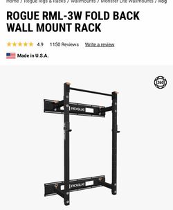 Rogue rml -3WC  Fold  back wall mount rack - mg black