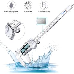 Kynup Digital Caliper, 8 Inch Caliper Measuring Tool with Stainless Steel, IP54 Splash Proof Protection Design, Easy Switch from Inch Metric Fraction,