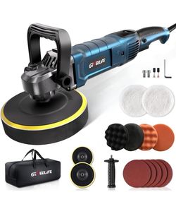 GEVEELIFE Buffer Polisher, 6 Inch/7 Inch 1600W Rotary Car Buffer Polisher Waxer, 7 Variable Speed 1000-3500 RPM, Detachable Handle for Car, Boat Sandi
