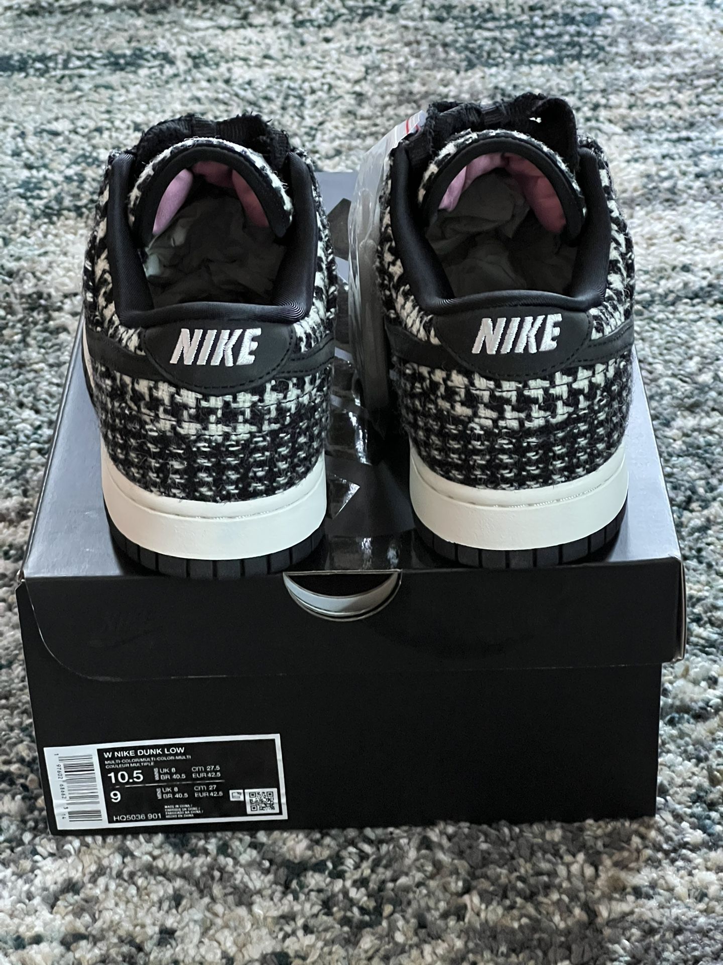 Nike Dunk Low x Harris Tweed White Black. Size 9 Men