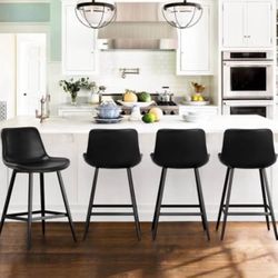 24 inch Counter Stool, Modern Bucket Barstools, Counter Height Bar Stools with Back and Footrest for