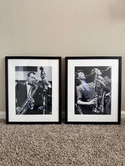 Set of 2 Framed Jazz Music Prints — 22” × 18” Each