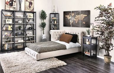 💗 Beautiful Twin beige fabric bedframe @ Jordan Home Furniture 💗