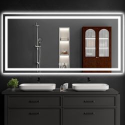 72 x 36 Inch LED Bathroom Mirror with Lights, Dimmable and Anti-Fog, Lighted Vanity Mirror