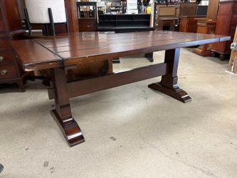 POTTERY BARN Rustic Mahogany Trestle Table