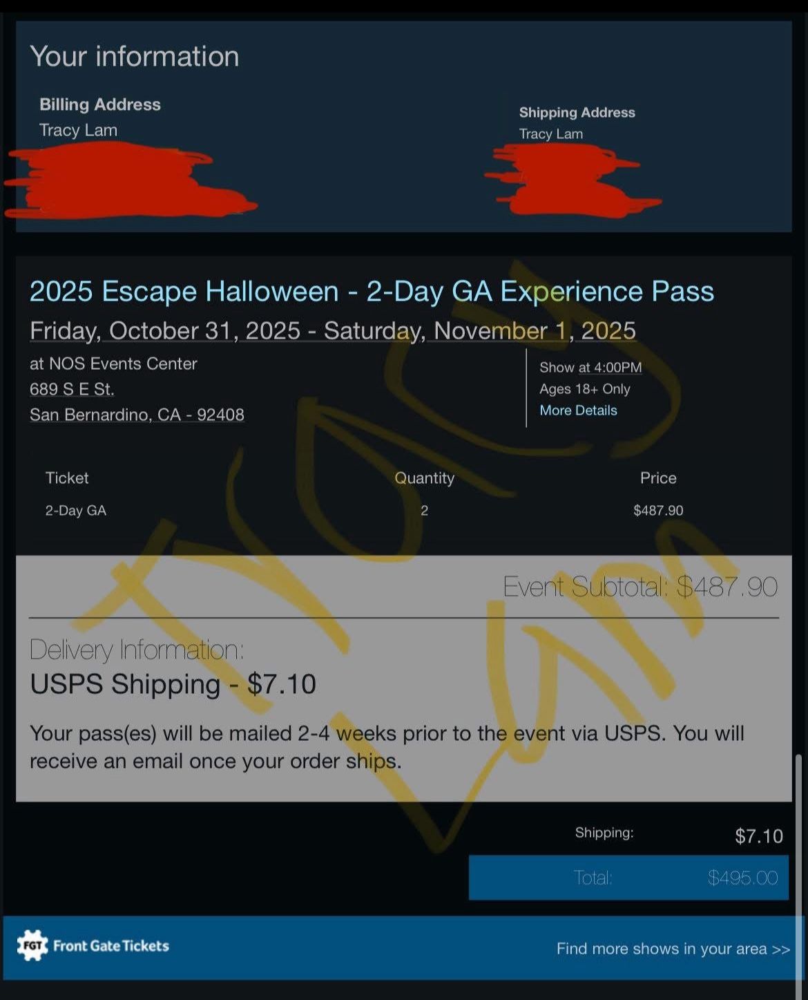 2 Day Escape Wristband (Friday 10/31 and Saturday 11/1)