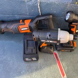 Worx Reciprocating Saw,Impact Drill,work Ligth 