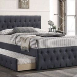 Fabric Trundle Beds With Both Nice Mattresses Included 