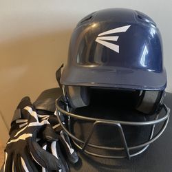 Kids Easton Batting Helmet And Gloves 