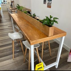 Bar High Table Restaurant Wood Top 