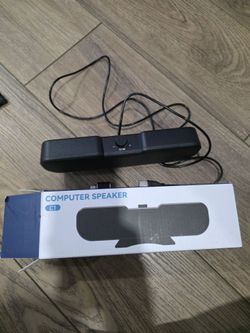 Cirqon Computer Speakers for Desktop PC, Easy Volume Knob, Sturdy Clamp, Basic Sound, Laptop Speakers with Compact Design, USB/USB C Adapter for Power