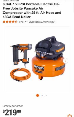RIDGID 6 Gal 150 PSI Pancake Air Compressor Kit