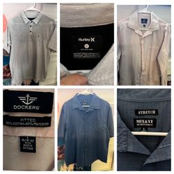 3 Men’s Shirts. All Large.  Dockers, Hurley and MLX & NY Outfitters.  