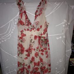 Forever 21 Red and Cream Floral Belted Blouse/Mini Dress