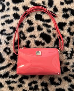 Dooney & Bourke Patent Leather Hot Pink Janine Crossbody Clutch Purse